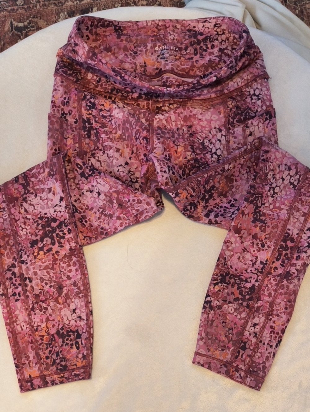 Athleta Pink, Purple & Orange Abstract Stash 7/8 Tights